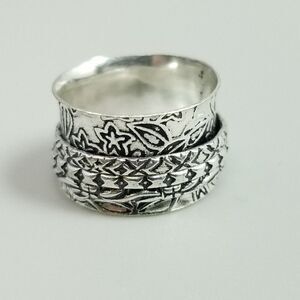 Vintage Wide Spinner Fidget ADHD Ring, Size 6 Band, 3/8 Inch Wide, Estate